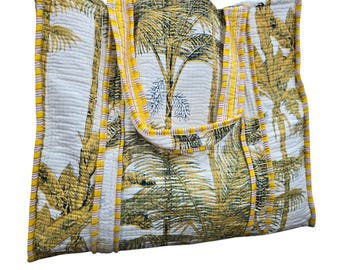 Traditional Cotton Quilted Tote Bag | Handblock Print Tote Bag