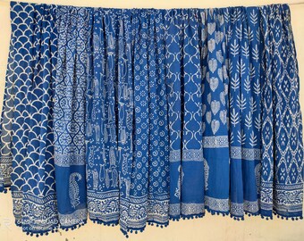 Indigo Hand Block Print Cotton Scarf - 10 Pc Mix Lot