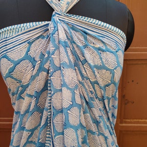Indian Hand Made Pareo Bach Cover Wrap Throw Pareo Hand Block Print Scarves  Women Sexy Bikini Cover Cotton Sarong 44x72"