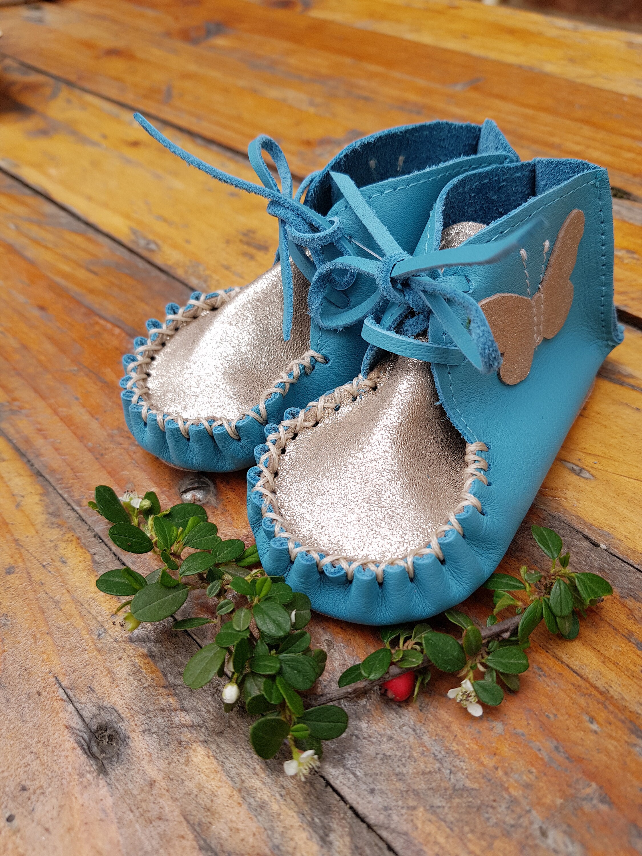 turquoise baby shoes
