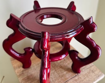 Burgundy Plant Stand for Chinoiserie Planters or Vases || 90’s - 00’s