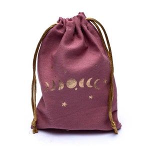 Tarottas, maanstanden, 100% katoen en handgemaakt, Mystic Witchy Altar-etui, voor orakelkaarten en waarzeggerij (dun, licht)