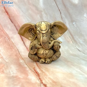 Ganesha Statue – Hinduism Golden Brass Meditation Altar Decor