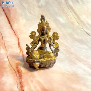 Green Tara Statue – Buddhism Brown & Golden Brass Meditation Altar Decor
