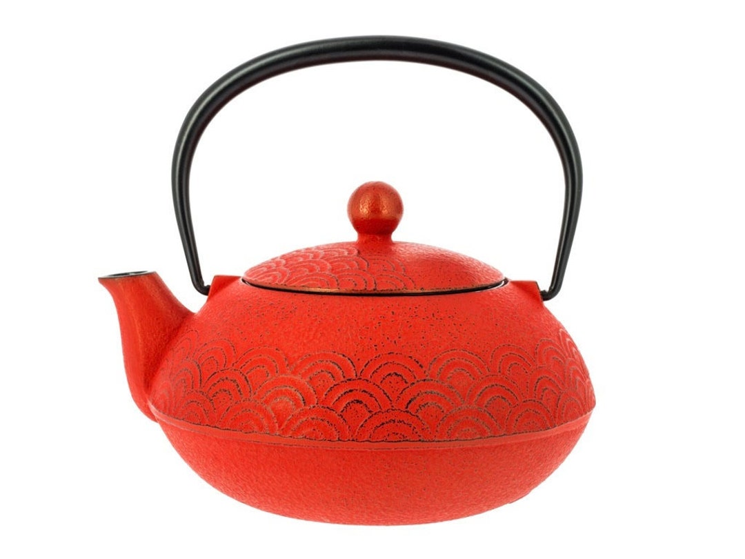 Iwachu Red Cast Iron Teapot & Tea Strainer Set From Morioka Etsy