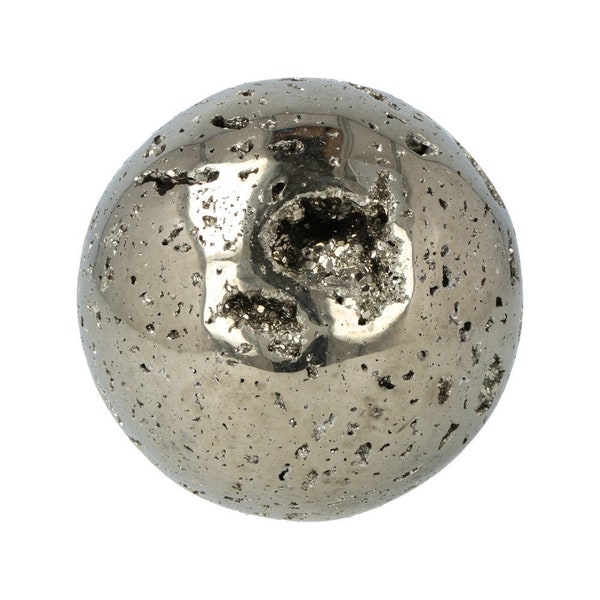 Sphère en cristal de pyrite, boule de cristal polie, sphère unique et spéciale, du Pérou, éthique, naturel, haute qualité A+