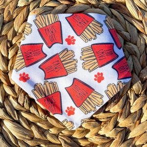 Fast Food French Fries Over The Collar Dog Bandana/ Dog Gift/ Pet Bandana/ Cat Bandana/ Pet Gift/ Cute/ Dog Mom Gift/ Funny Dog Bandana