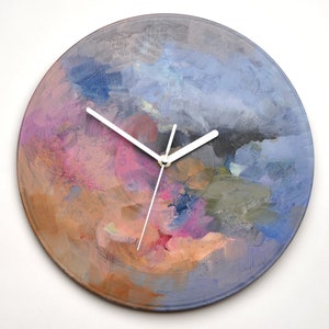 Unique wall clock with original abstract oil painting