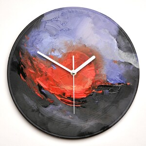 Unique wall clock with original abstract oil painting