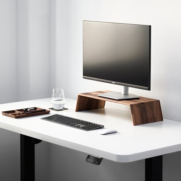 Monitorerhöhung aus Holz - Bildschirmständer iMac, Monitorstand für Home Office, Nachhaltiges Geschenk, Massivholz Eiche und Walnuss