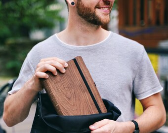 Notebook made of wood, notebook replaceable, made of walnut wood, sketchbook, bullet journal, guestbook for wedding, A4, A5 & A6