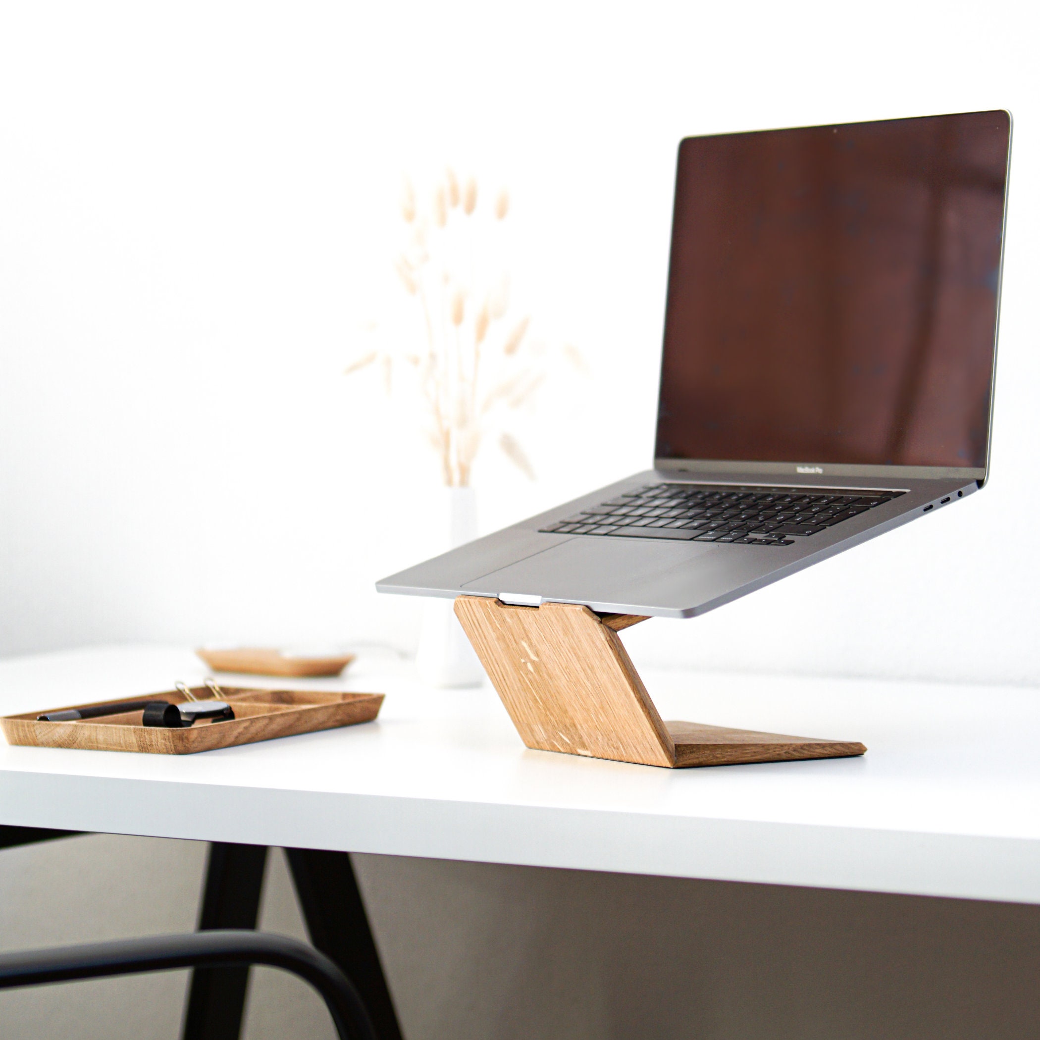A Wooden Laptop Stand - Stood