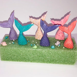 Fondant edible pearl dusted mermaid tails under the sea birthday party