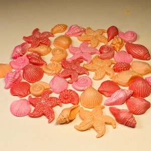 Coral-peach-Pink Tiny (0.5-1 inch) fondant edible sea shells-under the sea-beach theme party topper decorations