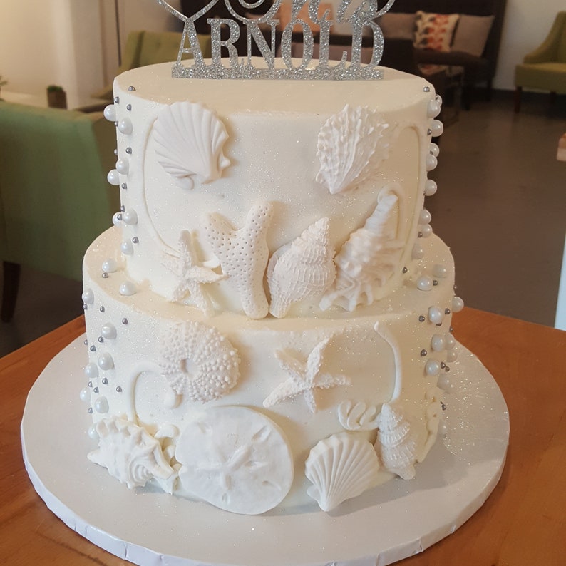 12 Large edible fondant shells for wedding or birthday cakes Etsy