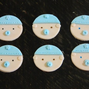 Baby gezicht babyshower fondant cupcake toppers
