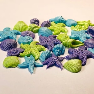 Tiny (0.5-1 inch) fondant edible sea shells under the sea beach theme party for cakes or cupcakes