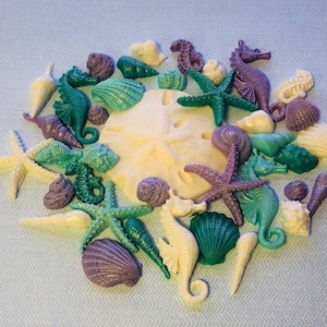 Edible sugar seashells underwater theme beach fondant cake or cupcake decorations