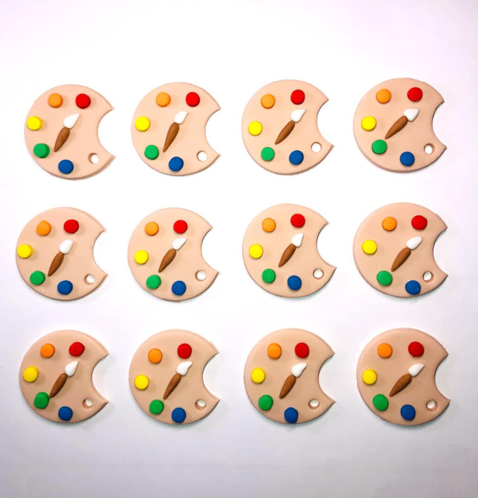 Edible Fondant Paint Palette Cupcake Toppers Etsy