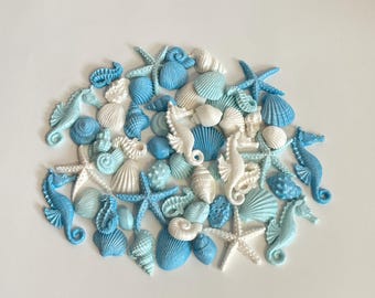 Small fondant sea shells set toppers: Vegan, Nut Free decorations