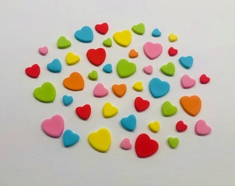 Edible fondant hearts in 3 sizes for cake or cupcake decorations