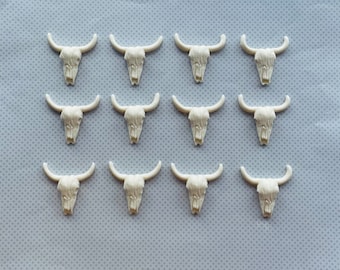 Fondant edible Skulls - western cowboy theme cupcake - cake toppers - Vegan-Nut Free-Dairy Free