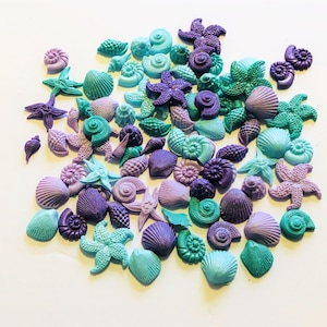 Tiny (0.5-1 inch) fondant edible sea shells under the sea beach theme party for cakes or cupcakes-Vegan