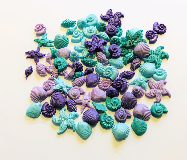 Tiny 0.5-1 inch fondant edible sea shells under the sea beach theme party for cakes or cupcakes