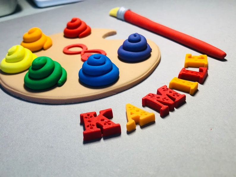 Fondant Paint Palette Artist Paint Brush Cake Decoration Set Etsy