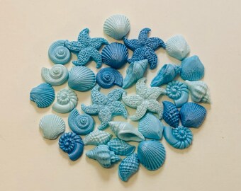 Fondant TINY Sea Shells toppers: Vegan Cake/Cupcake Decorations