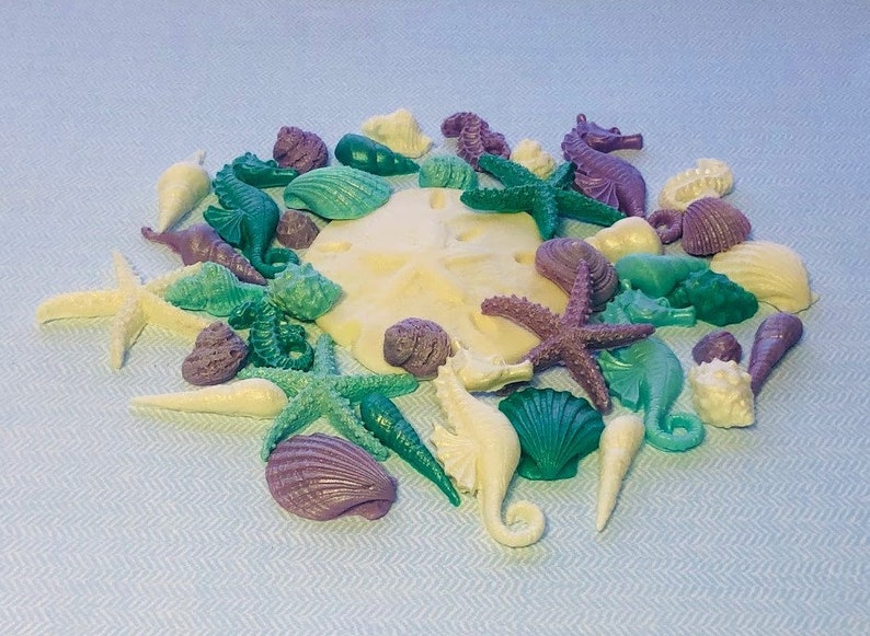 Edible Sugar Seashells Underwater Theme Beach Fondant Cake or Cupcake ...