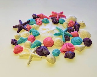 Fondant Seashells toppers: Vegan, Nut Free Cake/Cupcake Decorations