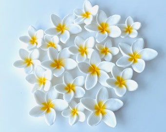 Fondant Plumeria Hawaiian tropical flowers -Vegan, Nut Free, Gluten Free