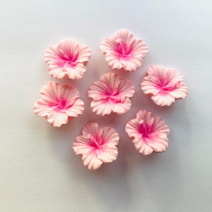 Fondant edible light pink hibiscus flowers cake cupcake decorations-VEGAN-Dairy Free-Gluten Free-Nut Free