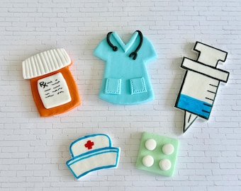 Doctor or Nurse fondant cake topper set-VEGAN-Gluten Free-Nut Free-Dairy Free