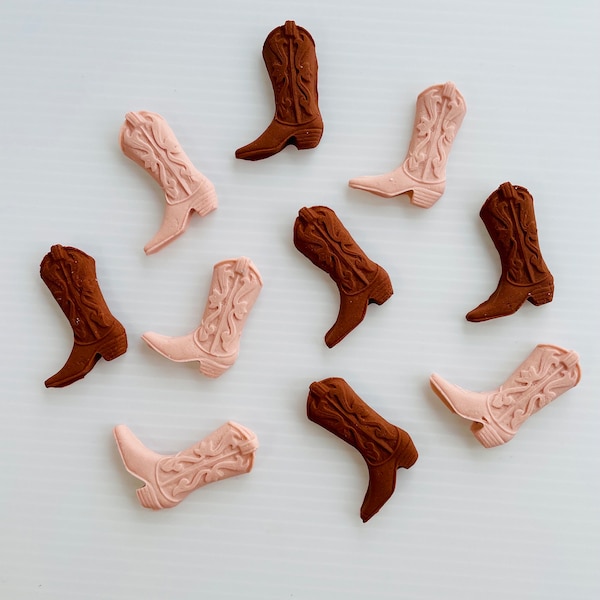 Small Fondant Western cowboy Boots - West  theme cake - cupcake toppers - Vegan