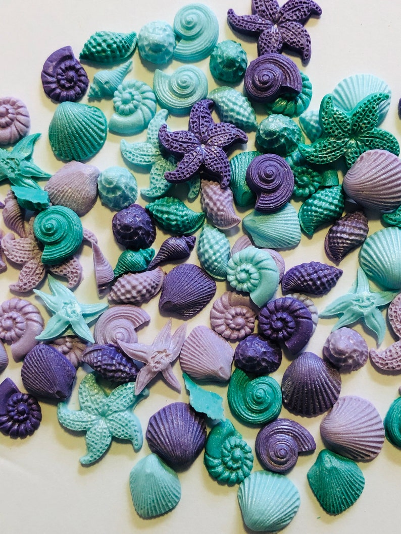 Tiny 0.5-1 inch fondant edible sea shells under the sea beach theme party for cakes or cupcakes