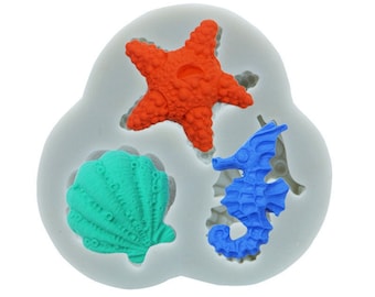 Sea Horse Shells Fondant Starfish Silicone Seashell - FAST SHIPPING