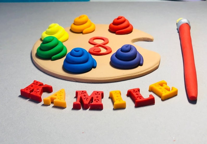 Fondant Paint Palette Artist Paint Brush Cake Decoration Set Etsy