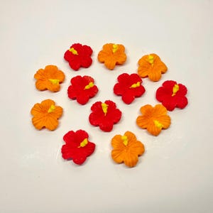 Fondant small hibiscus flowers cake cupcake decorations- VEGAN and Nut Free
