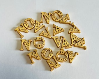 Fondant handpainted gold letters 1/2 inch tall