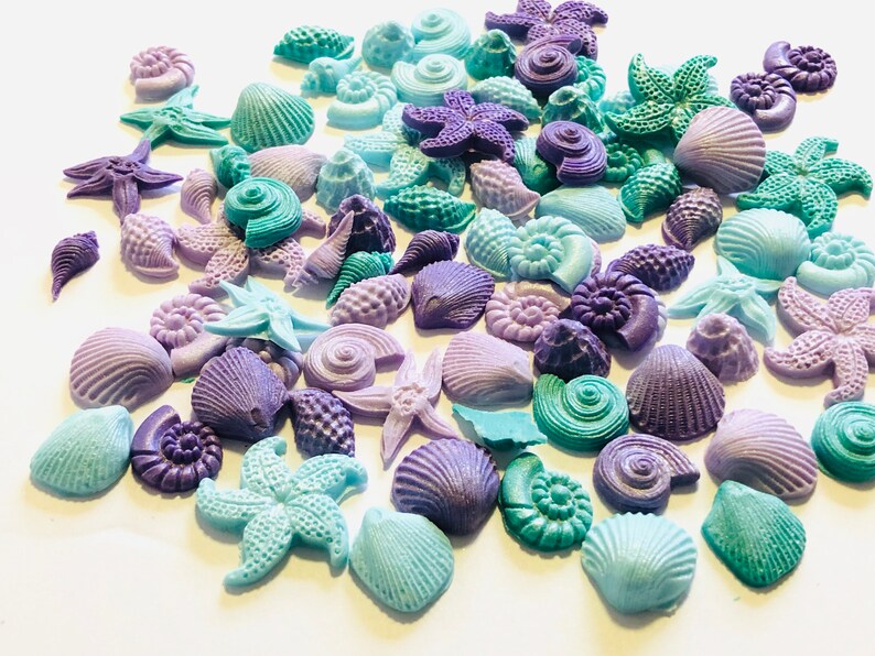 Tiny 0.5-1 inch fondant edible sea shells under the sea beach theme party for cakes or cupcakes
