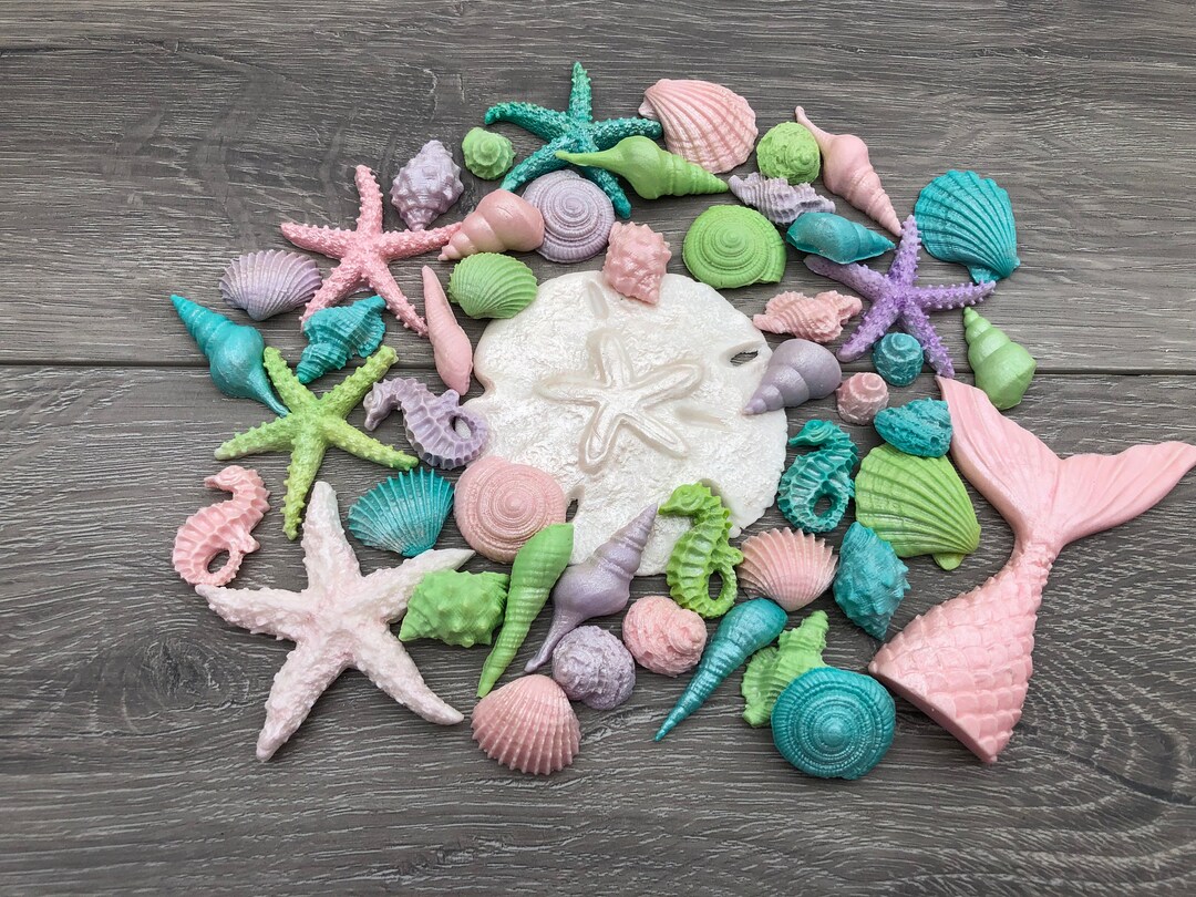 25 or 50 Edible Sugar Seashells Underwater Theme Beach Fondant Cake or ...