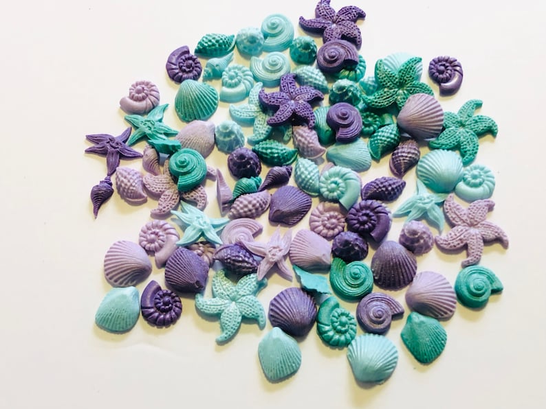 Tiny 0.5-1 inch fondant edible sea shells under the sea beach theme party for cakes or cupcakes