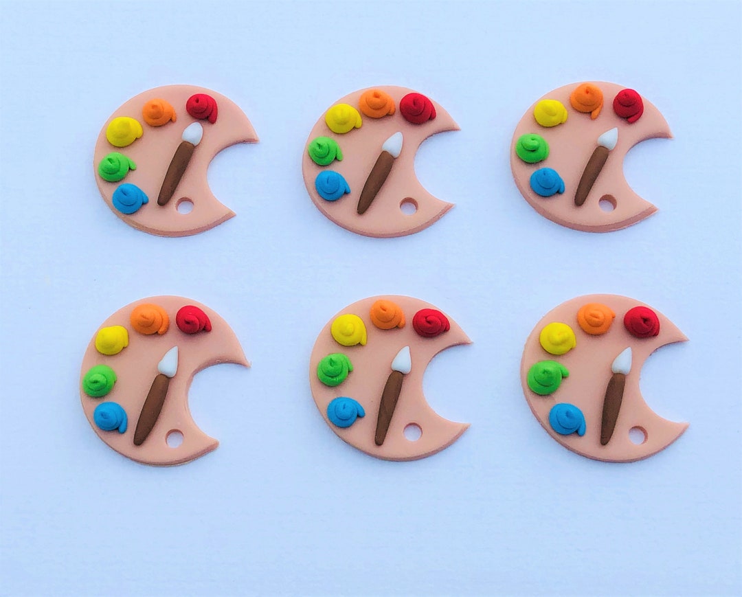 Edible Fondant Paint Palette Cucpake Toppers Etsy