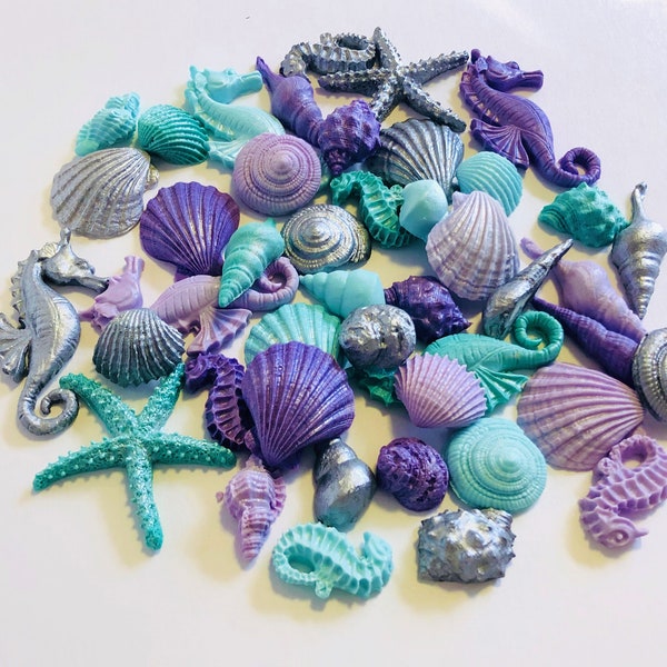 Fondant seashells set perfect for cake or cupcake decorations-Vegan