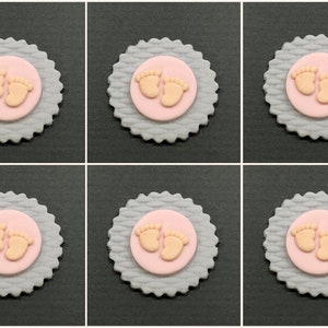 One dozen Baby shower girl fondant cupcake toppers