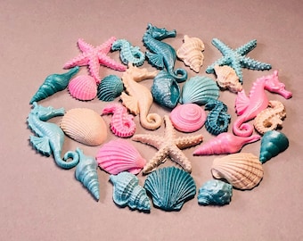 Fondant Seashells toppers Set: Vegan Cake/Cupcake Decorations