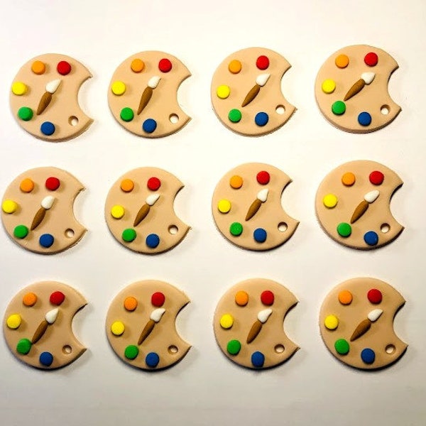 Edible fondant Paint palette cupcake toppers