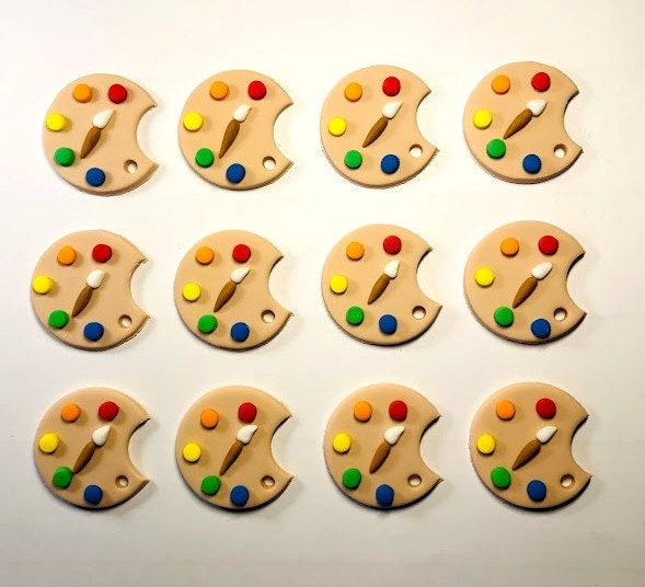 Edible Fondant Paint Palette Cupcake Toppers Etsy